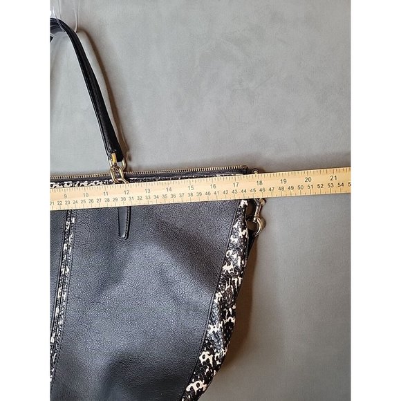 Coach Leather Bleecker Cooper Tote Shoulder Bag Black Python Top Zip - Picture 10 of 15